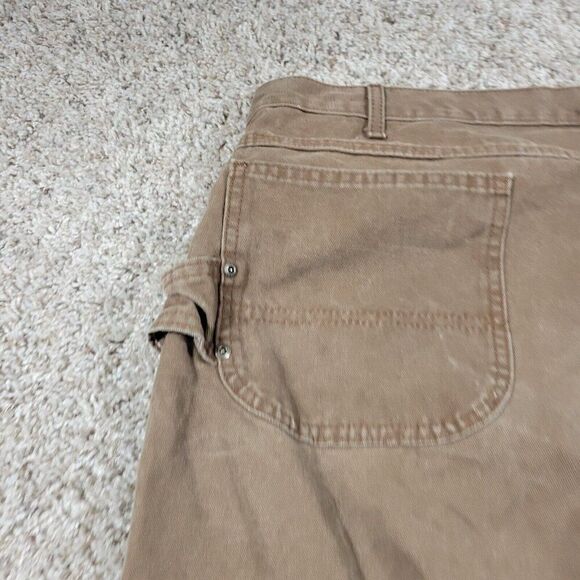 Dickies Carpenter Jeans Mens 44x30 Brown Denim Utility Workwear Distressed Marks - Picture 7 of 9